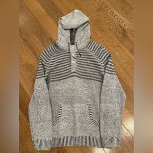 Men's Gray Striped Hoodie Sweater